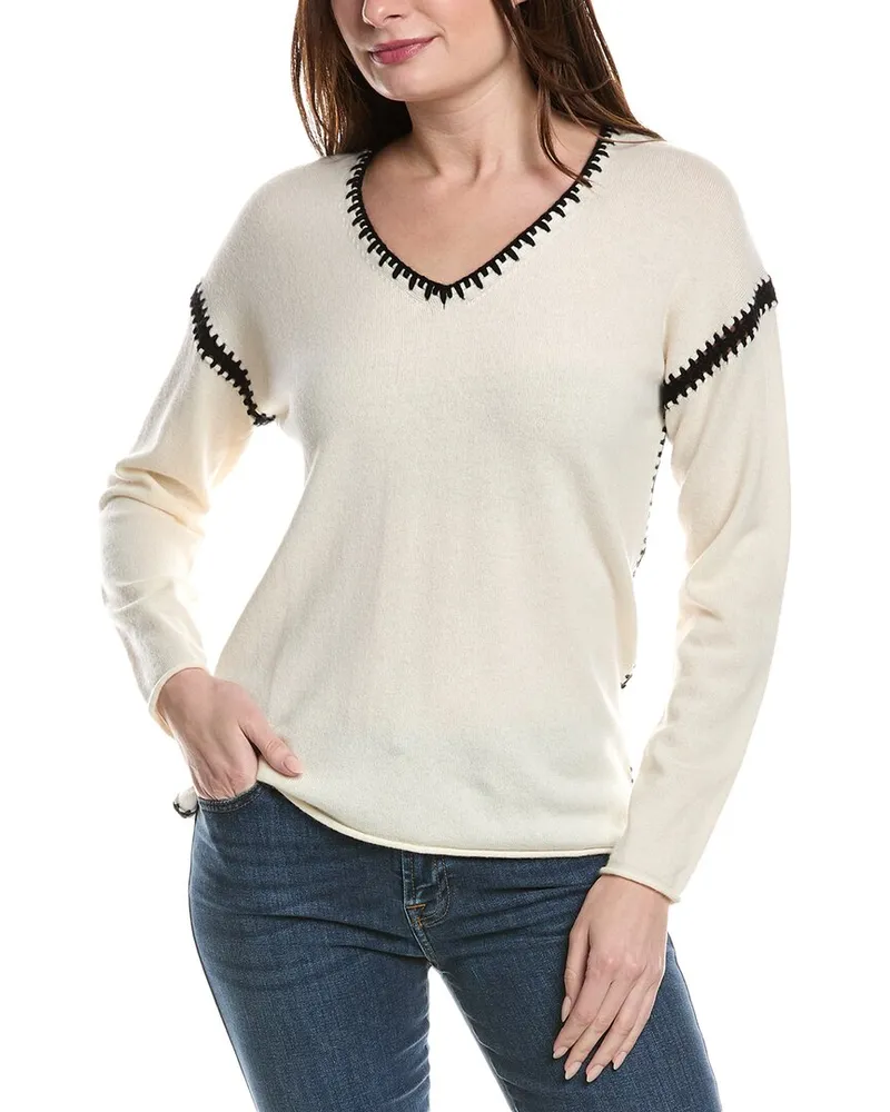 Johnny Was The Whipstitch Wool & Cashmere-Blend Sweater White