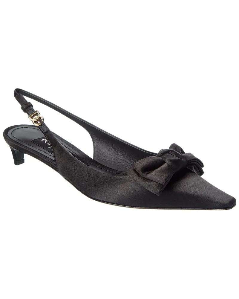 Dolce & Gabbana DG Logo Satin Slingback Pump Black