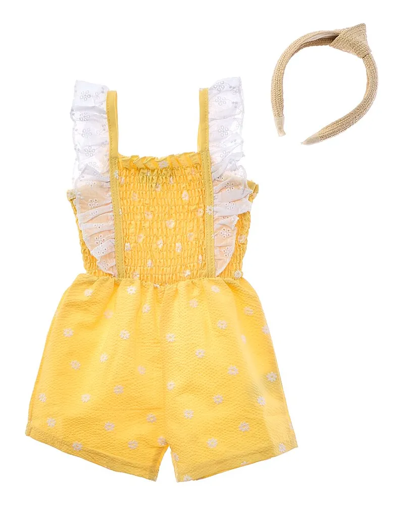 Rachel Zoe 2pc Woven Romper with Headband Nocolor