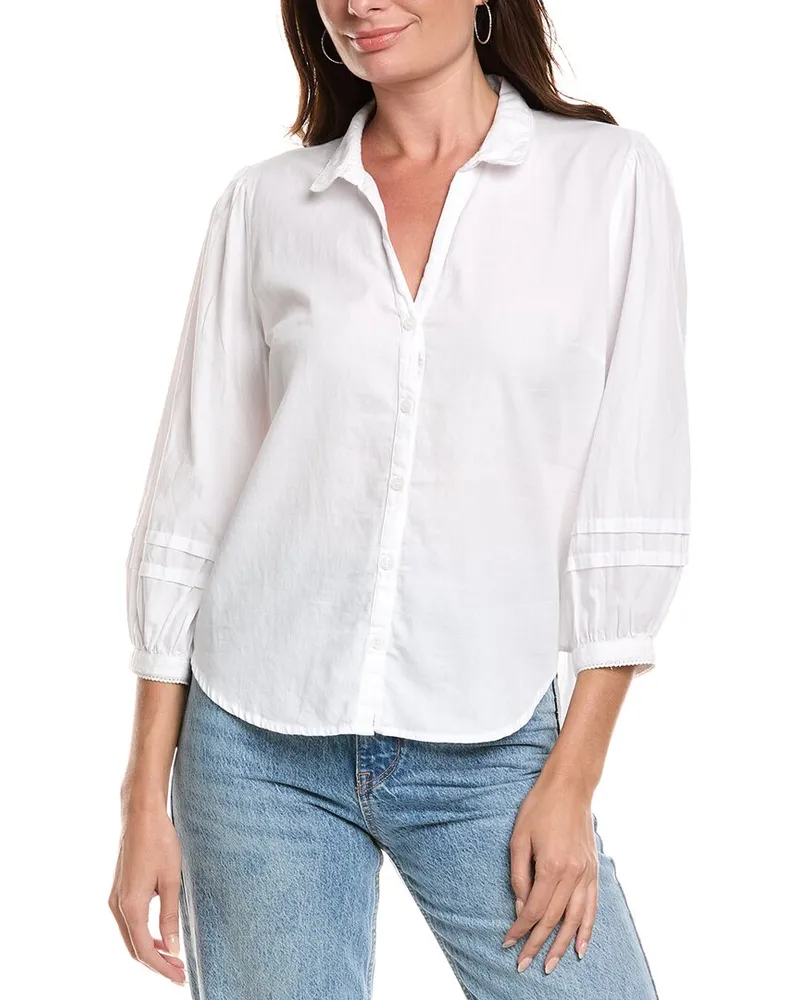 Michael Stars Jette Button Shirt White