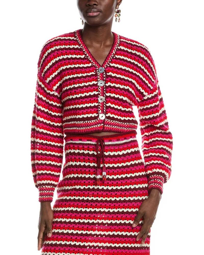 FARM Rio Colorful Stripes Crochet Cardigan Nocolor