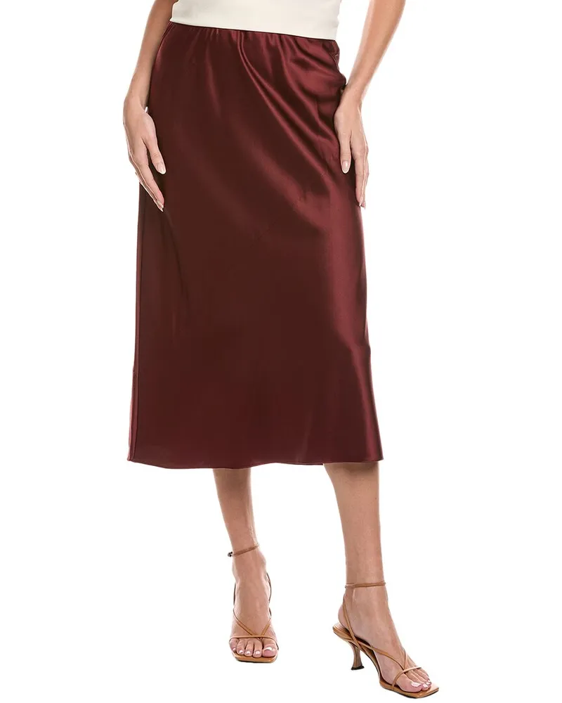 Eileen Fisher Petite Bias Silk-Blend Midi Skirt Red