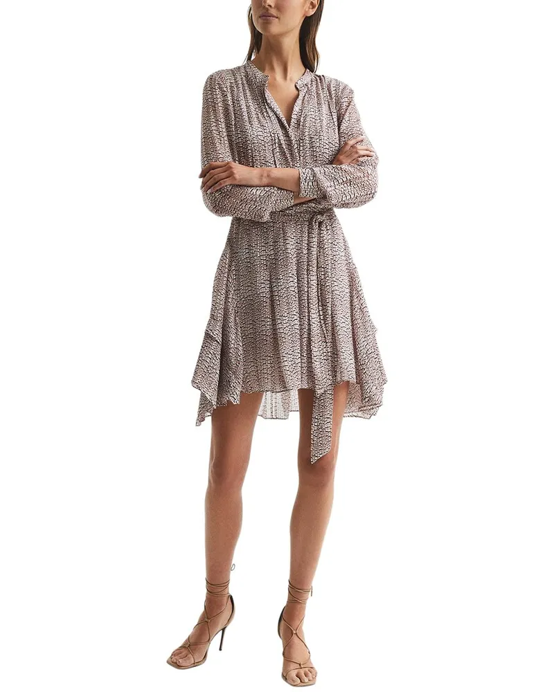 Reiss Lily Lurex Flippy Dress Pink