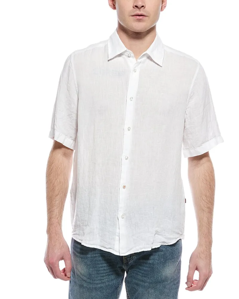 HUGO BOSS Rash Regular Fit Linen Shirt White