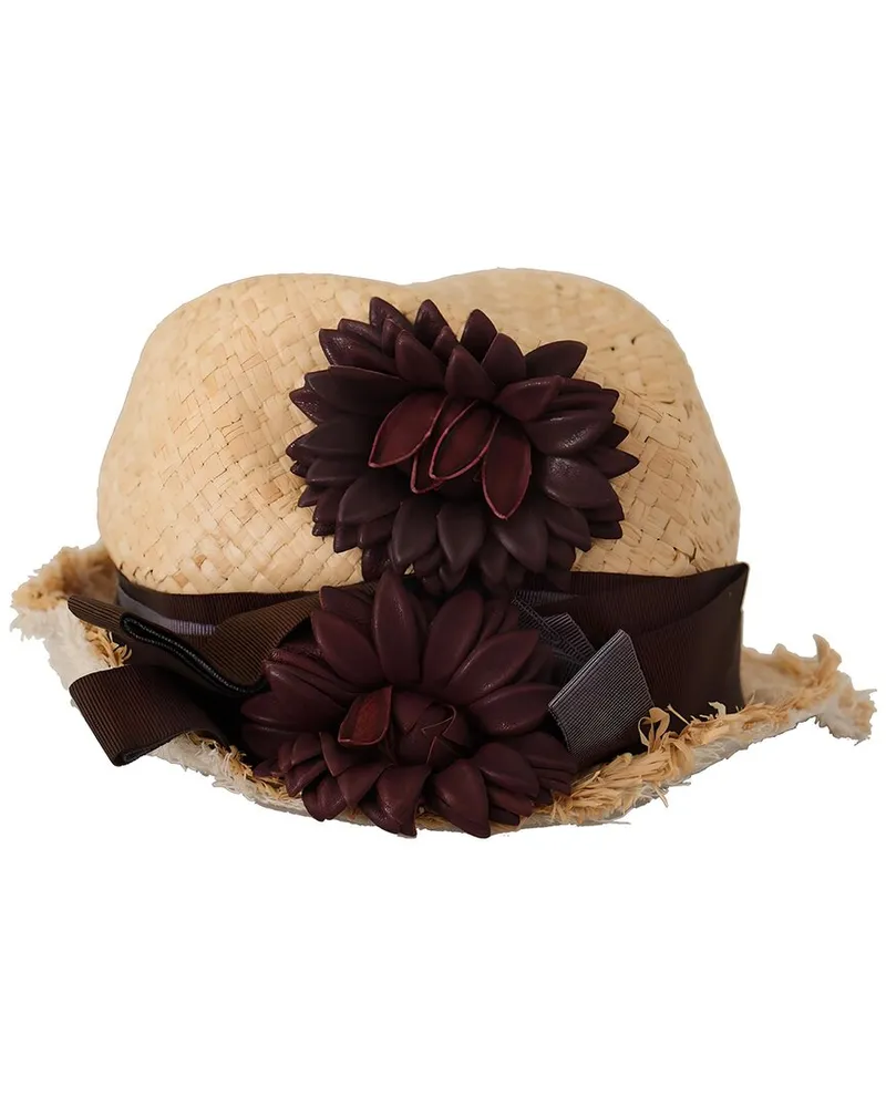 Dolce & Gabbana Raffia, Leather & Linen-Blend Hat Yellow