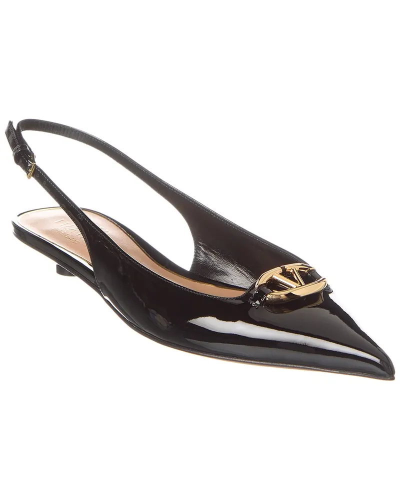 Valentino Garavani VLogo Patent Slingback Flat Black