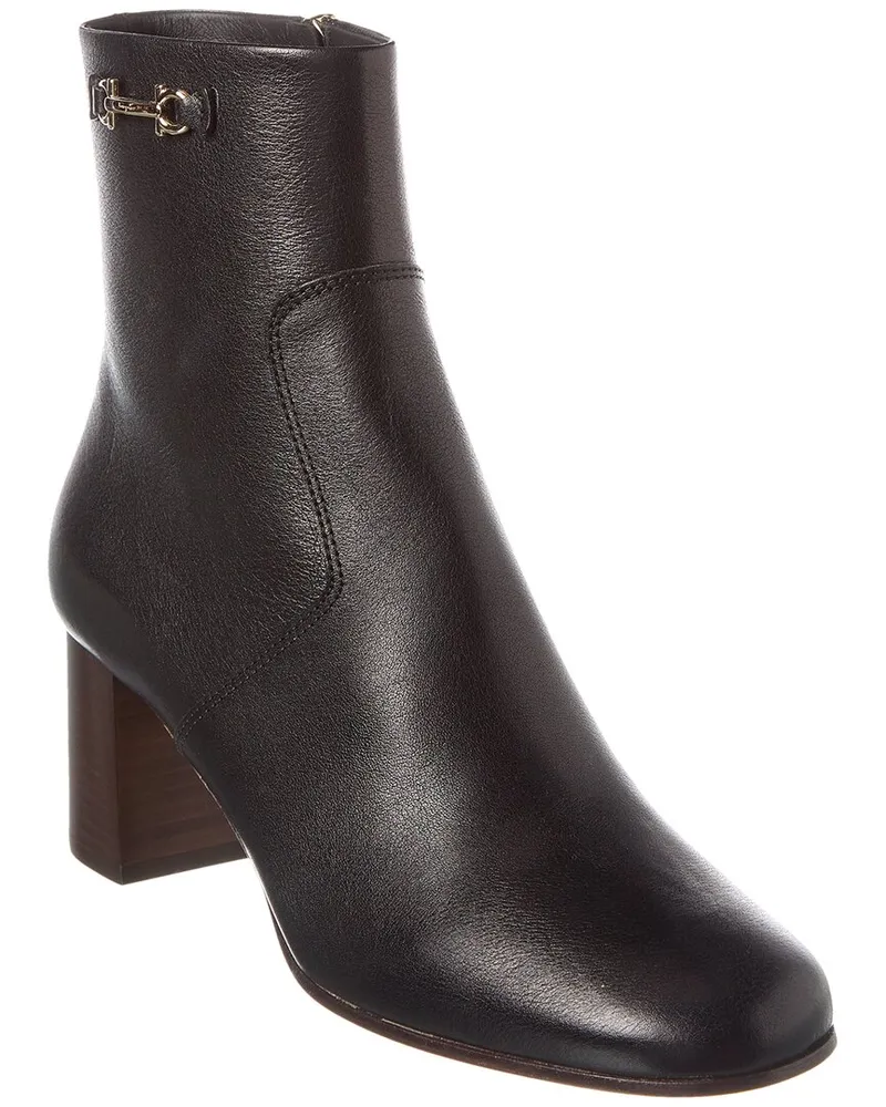Ferragamo Otello Leather Bootie Black