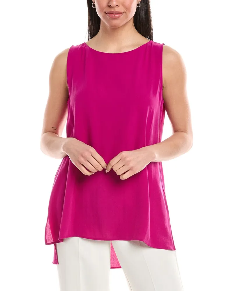 Eileen Fisher Bateau Silk Tunic Purple