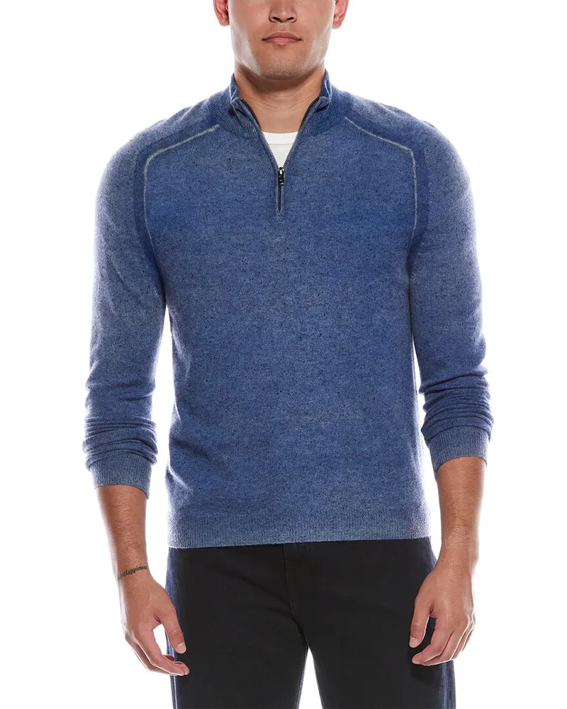 Autumn Cashmere Inked 1/4-Zip Cashmere Pullover Blue