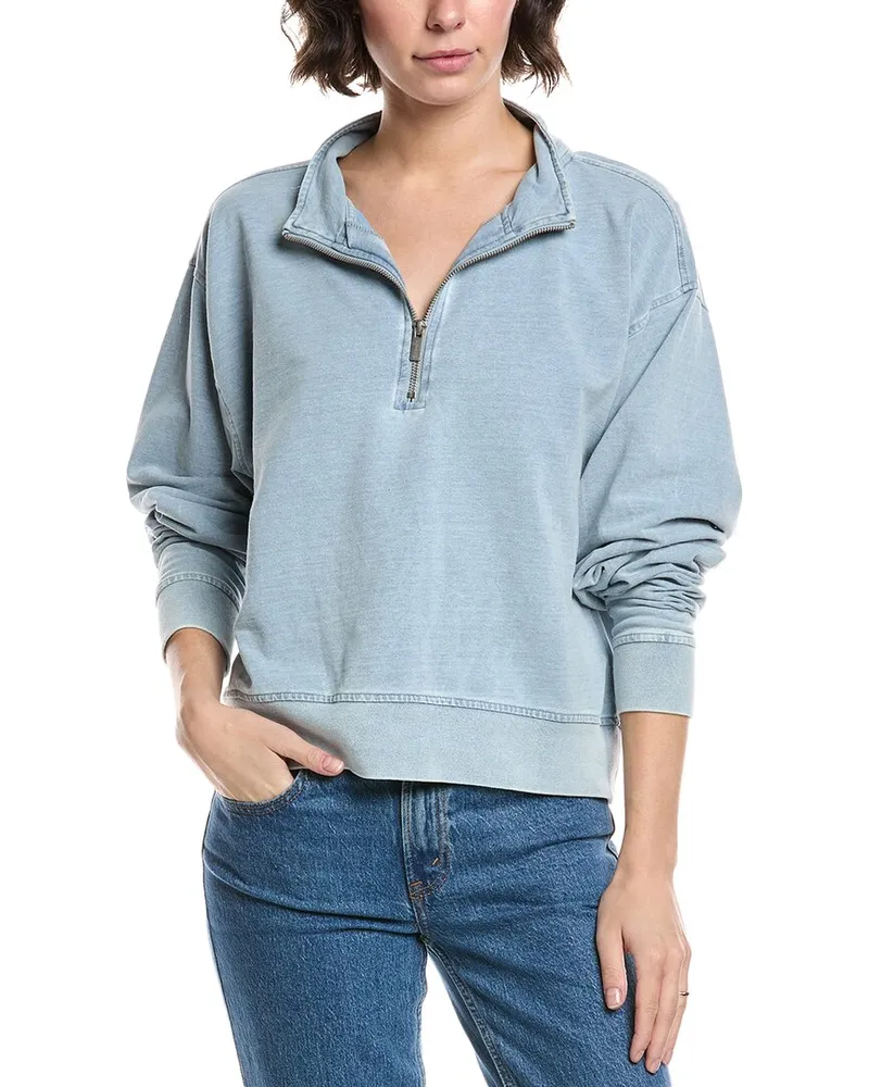 Splendid Terry 1/4-Zip Sweatshirt Blue