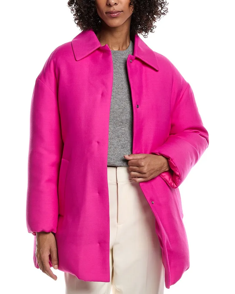 Valentino Garavani Wool & Silk-Blend Reversible Down Coat Pink