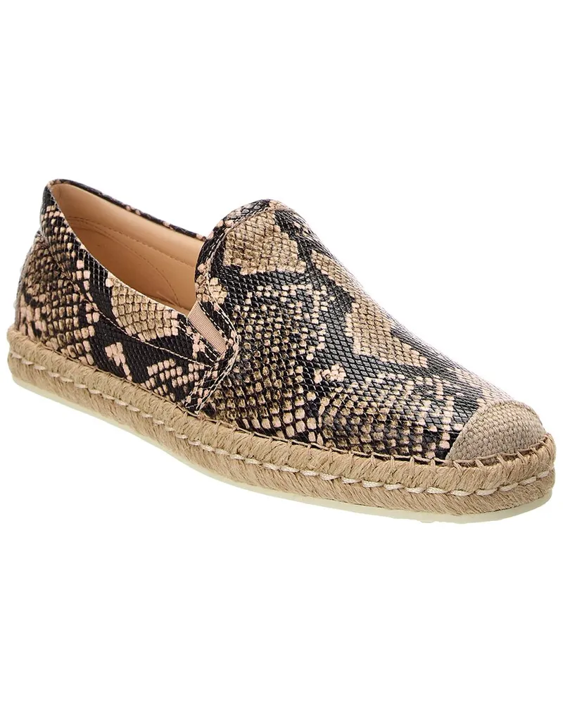 TOD'S TOD’s Snake-Embossed Leather Espadrille Beige