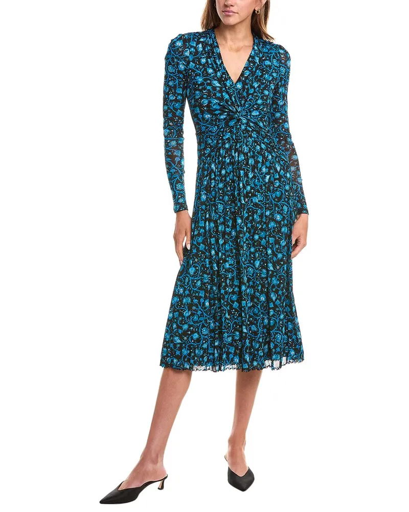 Diane von Furstenberg Burton Mesh Midi Dress Blue