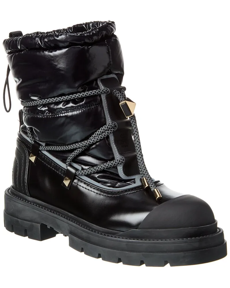 Valentino Garavani Rockstud Leather Winter Bootie Black