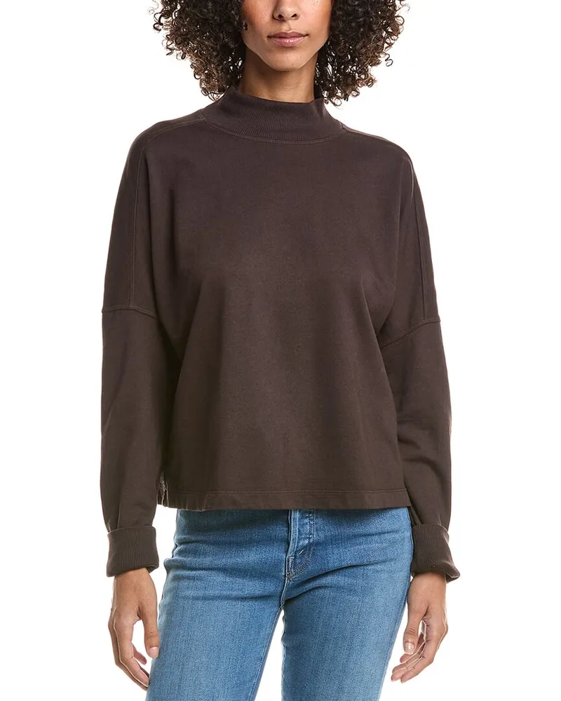 Michael Stars Mila Mock Neck Sweatshirt Brown