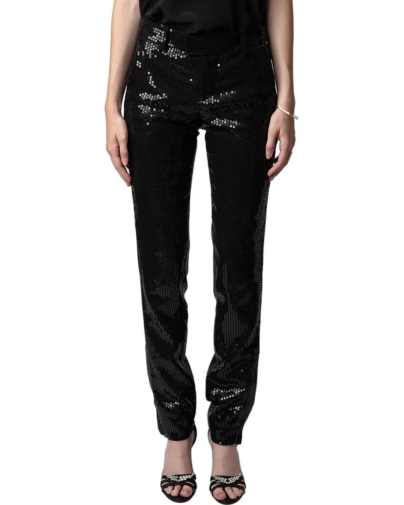 Zadig & Voltaire Prune Zip Sequins Pant Black