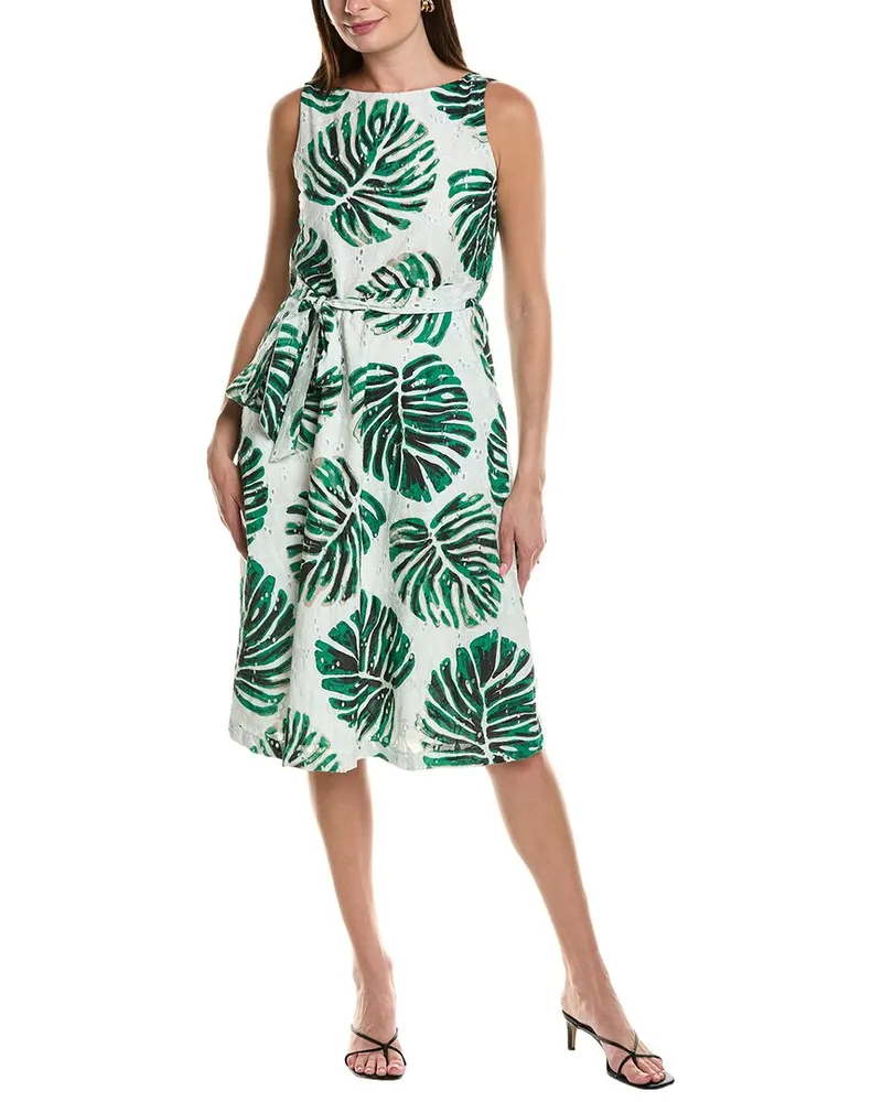 Anne Klein Eyelet Midi Dress Green