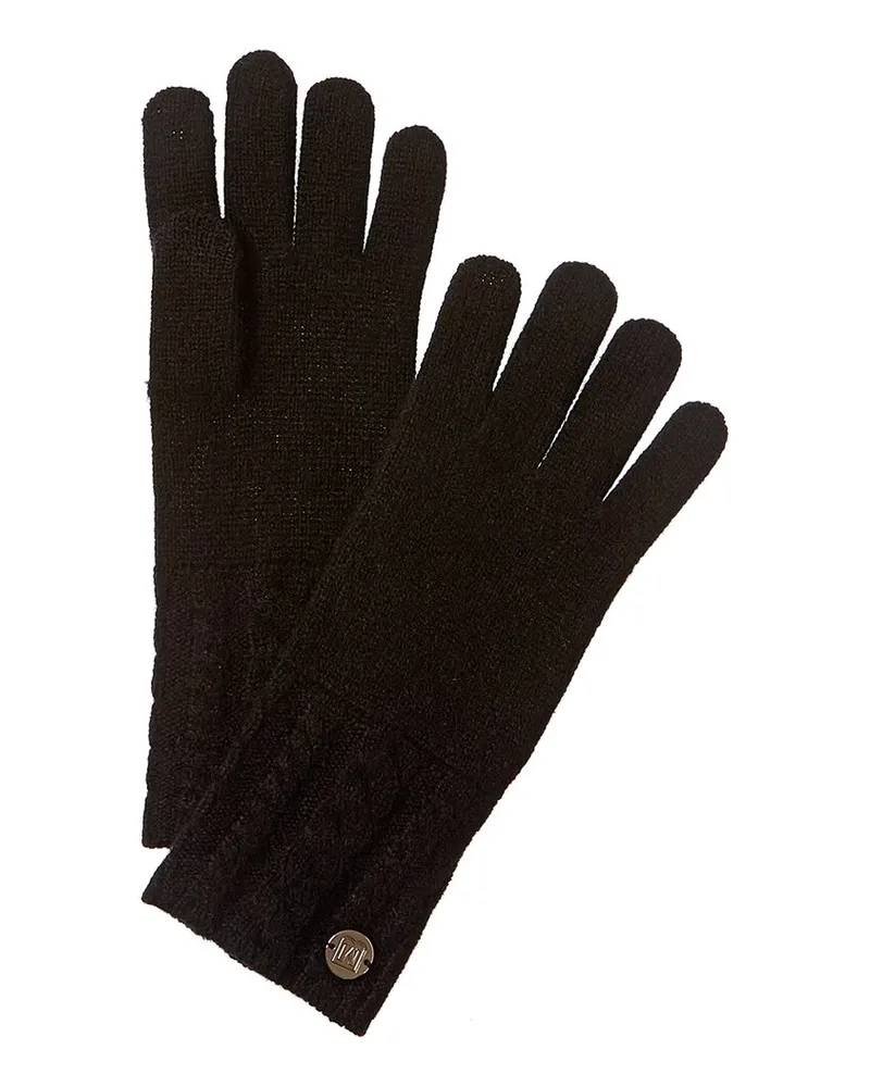 Bruno Magli Cable Knit Cuff Cashmere Gloves Black