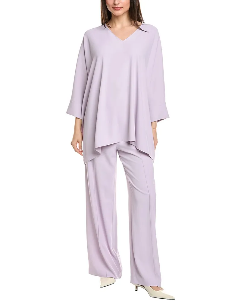 ST. JOHN Solid Soft Georgette Top Purple