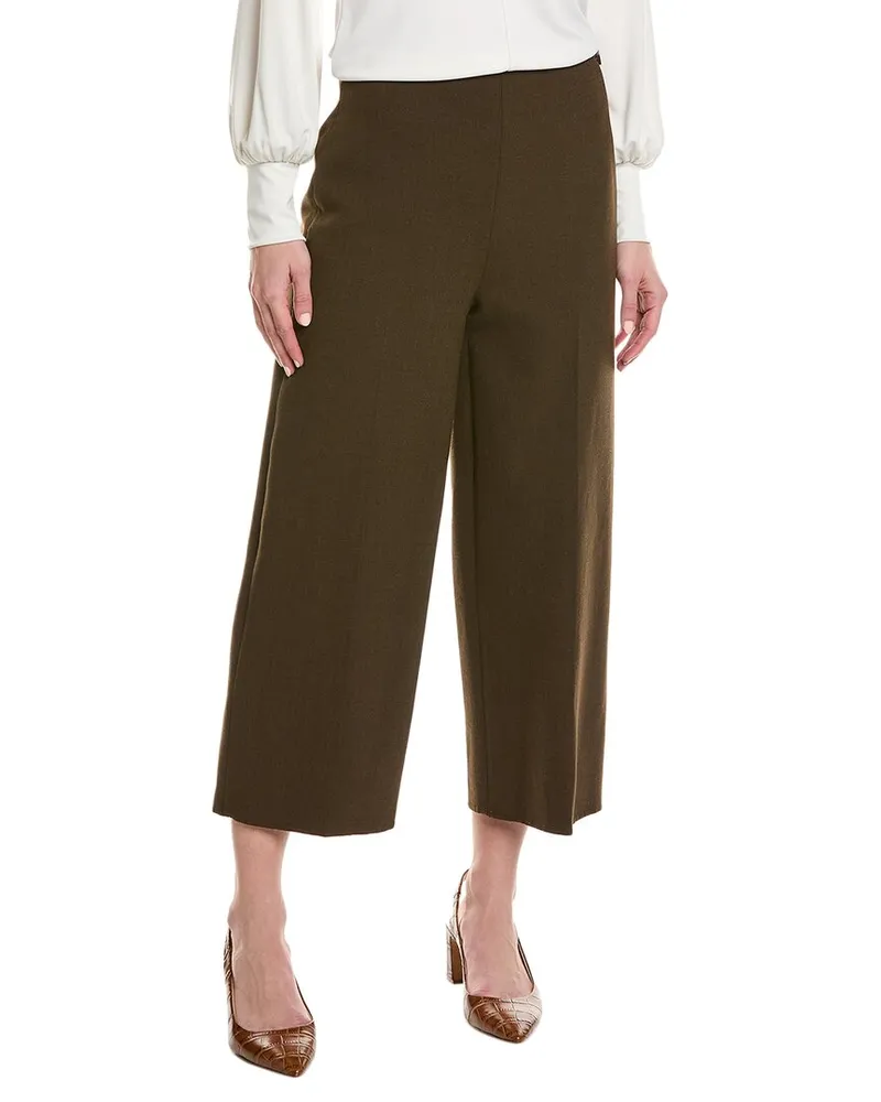 Vince Crop Wide Leg Wool-Blend Pant Brown