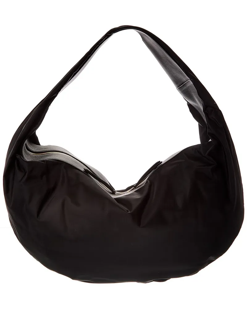 KHAITE Olivia Sport XL Nylon & Leather Hobo Bag Black