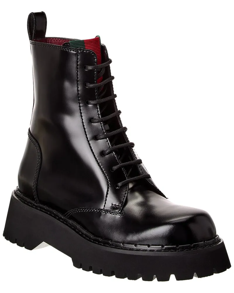 Gucci Web Leather Boot Black