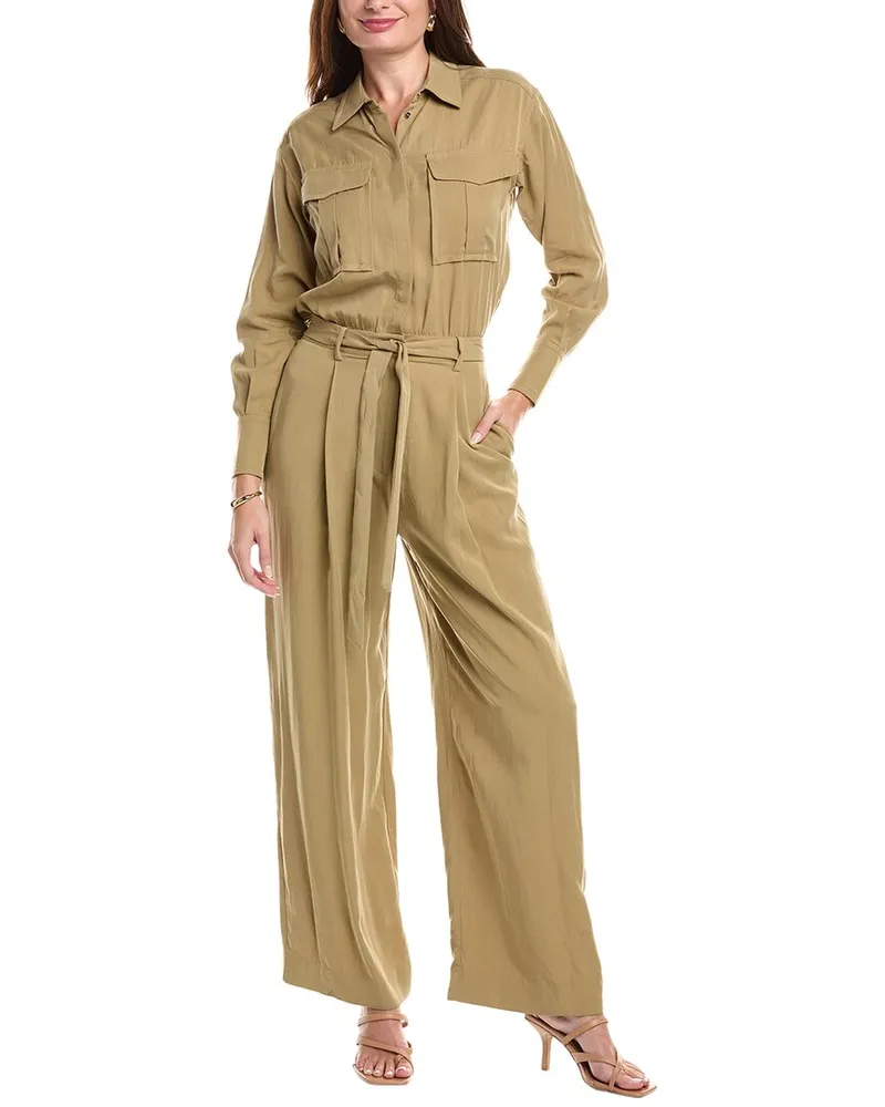 Reiss Liliana Wide Jumpsuit Beige