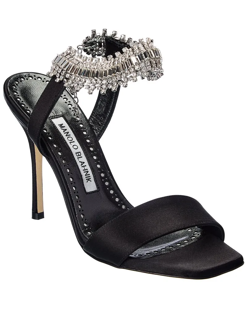 Manolo Blahnik Parinasan 115 Satin Sandal Black