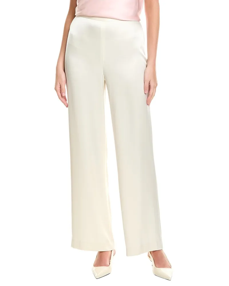 ST. JOHN Liquid Satin Elastic Waist Pull-On Pant White