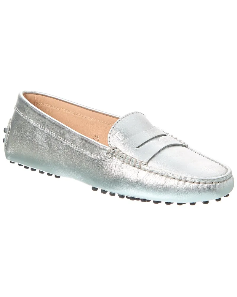TOD'S TOD’s Gommino Leather Loafer Silver