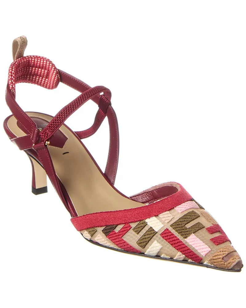 Fendi FF Colibri Lite Medium Mesh & Leather Slingback Mule Nocolor