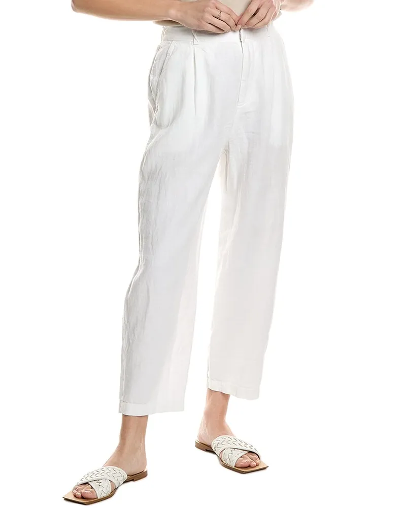 Bella Dahl Relaxed Pleat Front Linen Trouser White