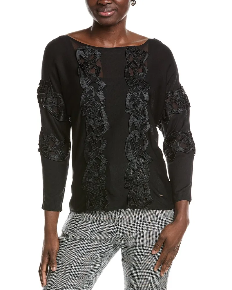 Akris Lace Trim Silk-Blend Top Black