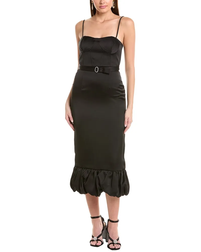 taylor Satin Crepe Mini Dress Black