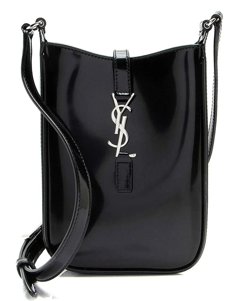 Saint Laurent Black Patent Leather Monogram Le 5 A 7 Vertical Mini Crossbody  (Authentic Pre-Loved Nocolor