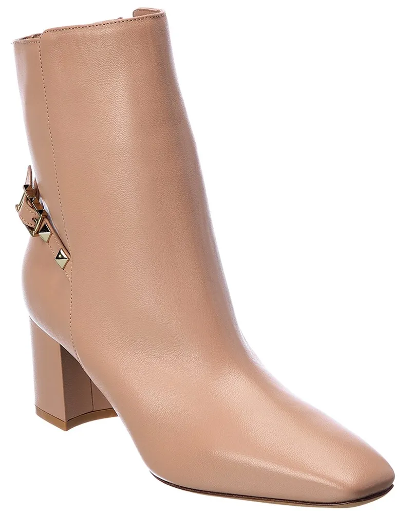 Valentino Garavani Rockstud 60 Leather Bootie Pink