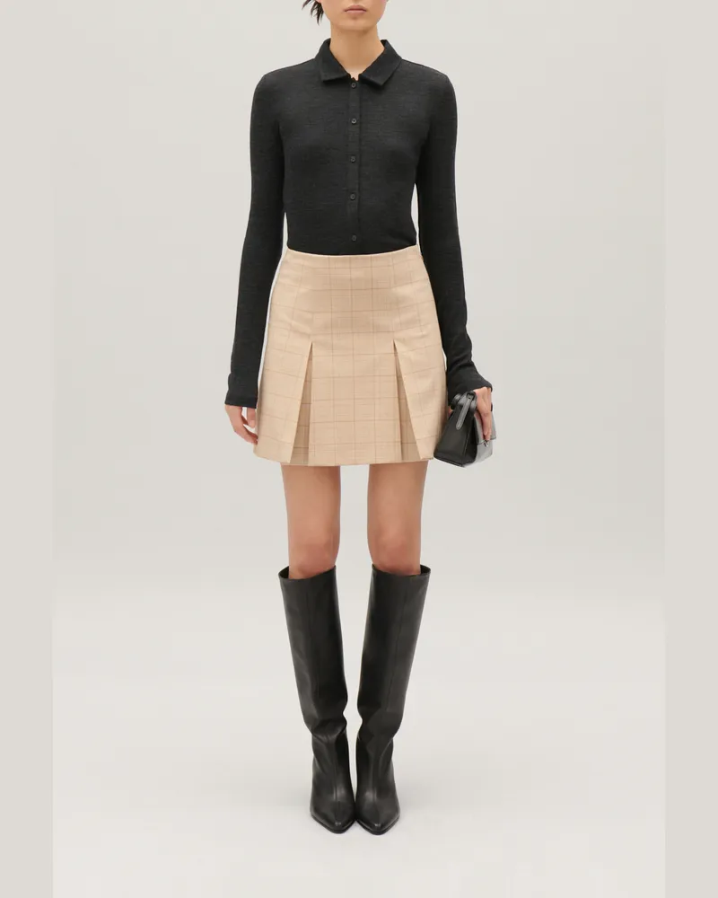 Claudie Pierlot Trapez-Rock mit Karomuster in Beige Multico