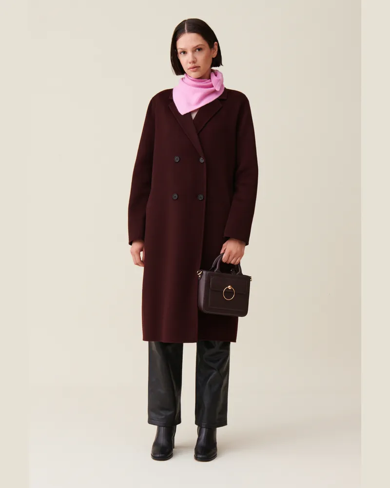 Claudie Pierlot Langer gerader Mantel Bordeaux