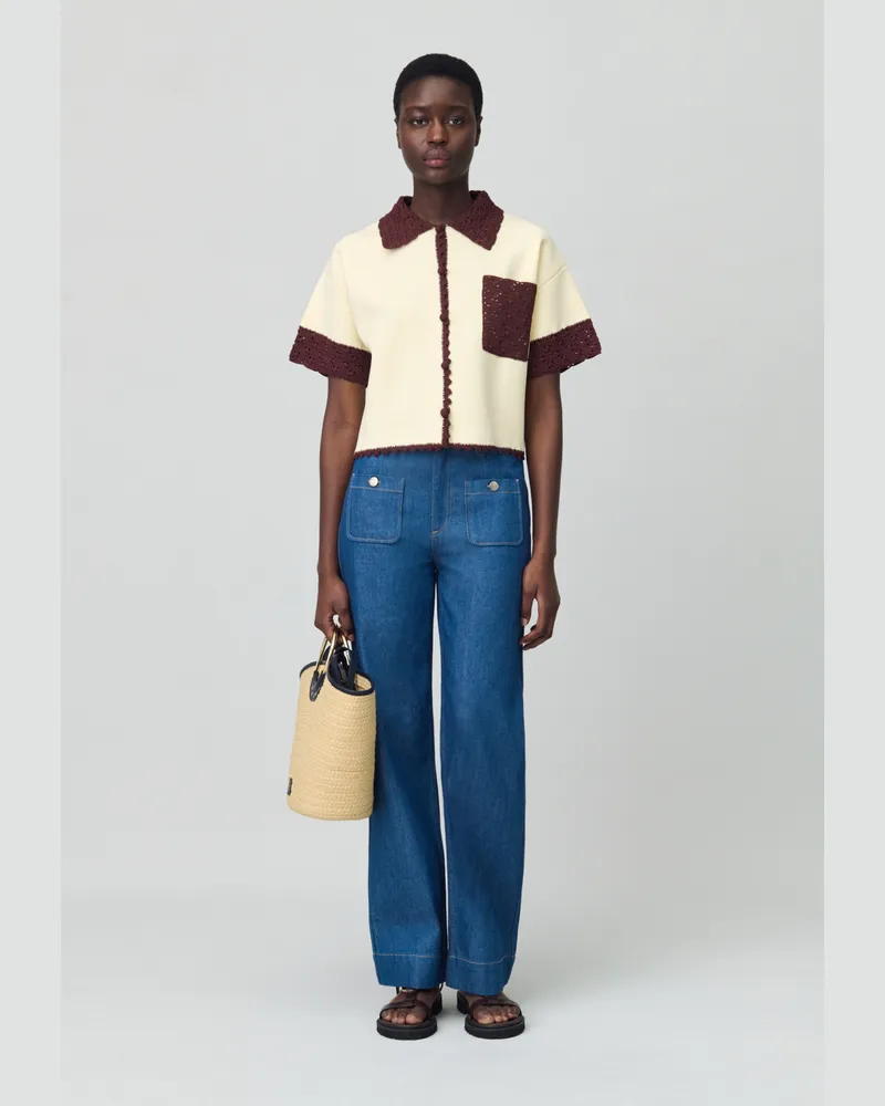 Claudie Pierlot Feinstrick-Hemd Zweifarbig