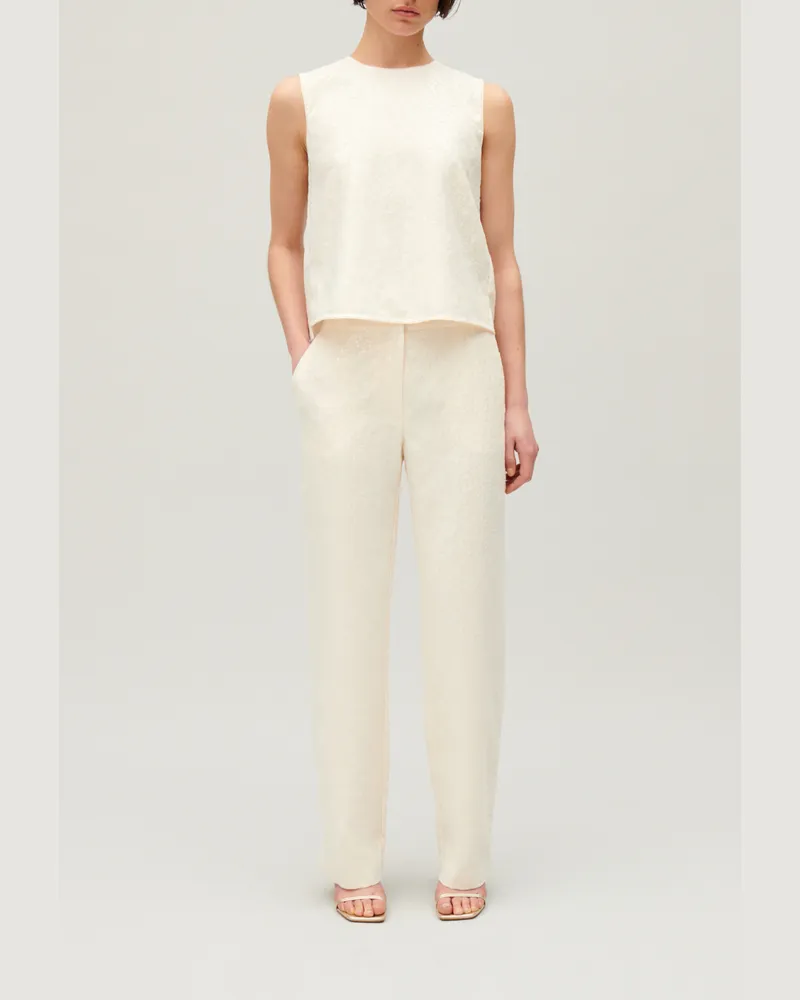 Claudie Pierlot Hose mit Paillettenbesatz Ecru Ecru