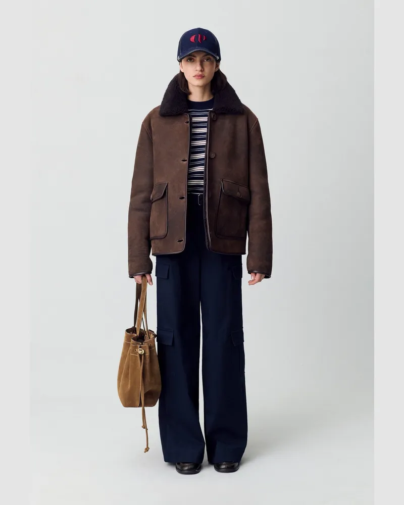 Claudie Pierlot Lammfellmantel Marron