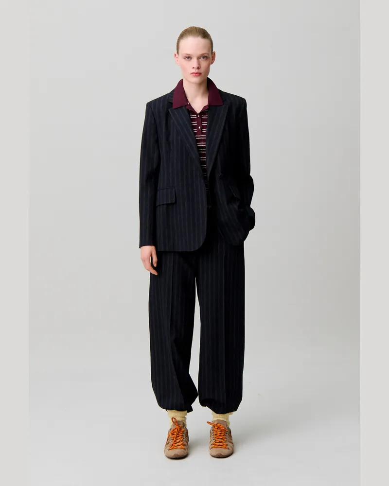 Claudie Pierlot Gestreifte Wollmix-Jacke Zweifarbig