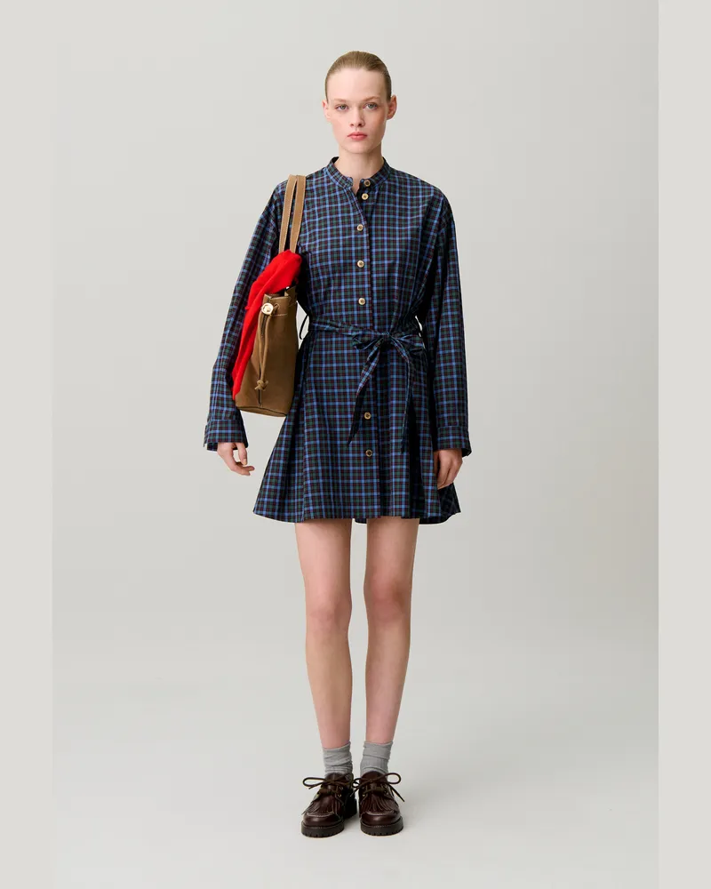 Claudie Pierlot Kariertes Baumwoll-Hemdkleid Multico