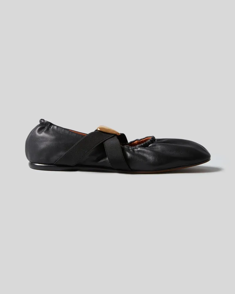 Claudie Pierlot Ballerinas goldener Lederherz Schwarz
