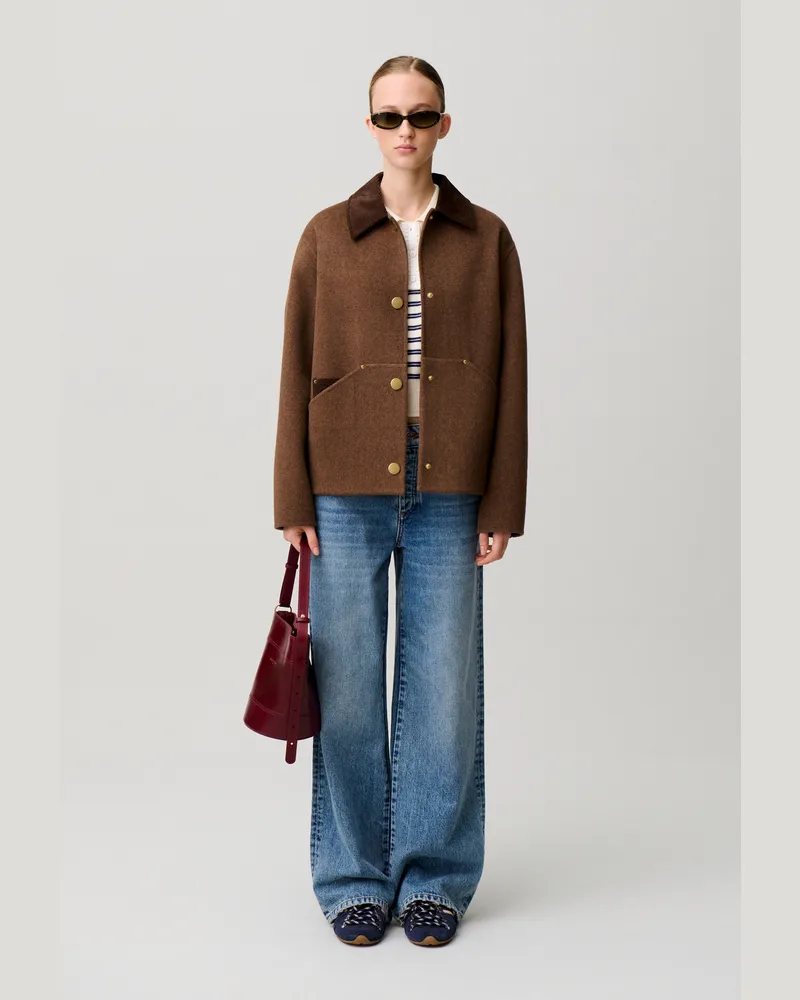 Claudie Pierlot Kurzmantel aus Wolle Braun