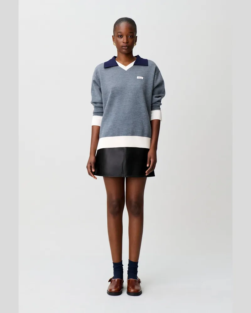 Claudie Pierlot Pullover mit Kontrast-Doppelkragen Grau