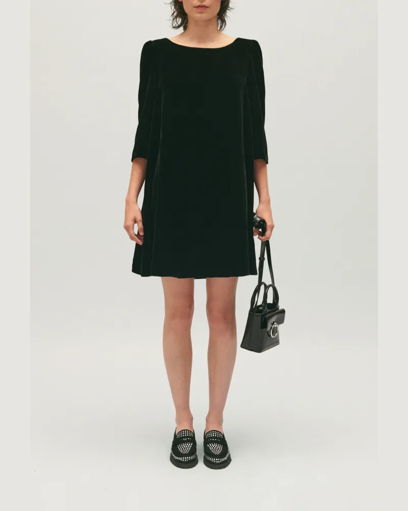 Claudie Pierlot Kurzes Rififi-Kleid aus schwarzem Samt Schwarz
