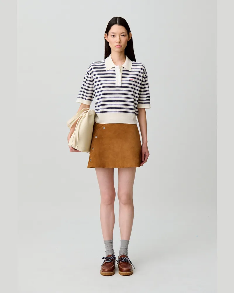 Claudie Pierlot Gestreiftes Strickpolo Zweifarbig