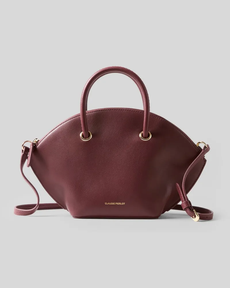 Claudie Pierlot Glattledertasche mit Goldringen Kirsche