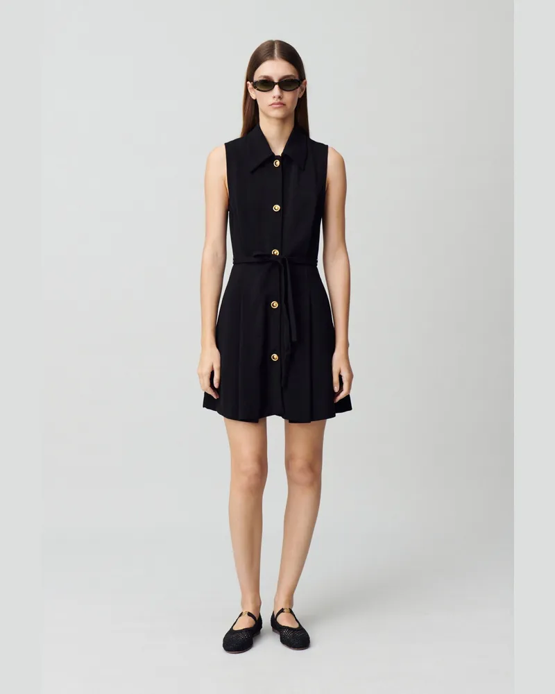 Claudie Pierlot Ärmelloses kurzes Kleid Schwarz
